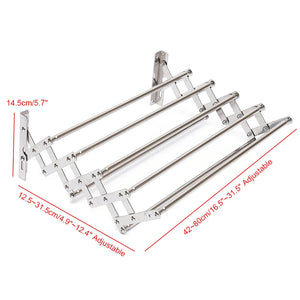 Étendoir mural extensible 7 rails – acier inoxydable 42-80 cm