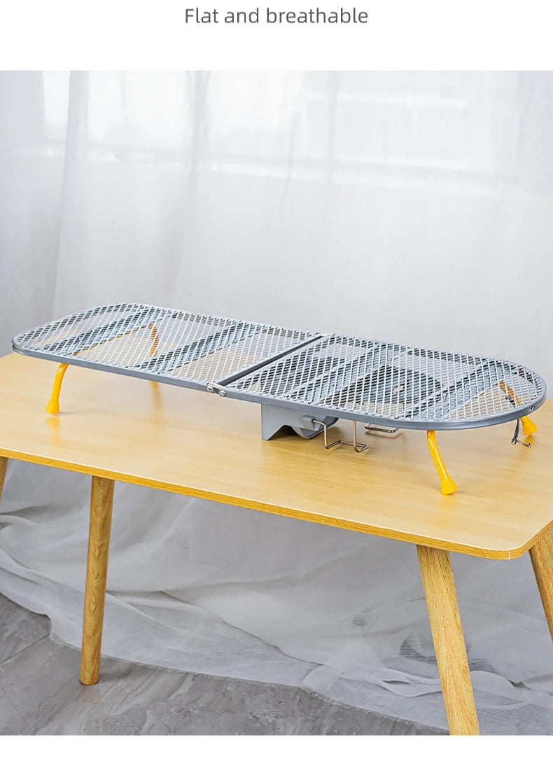 Folding Desktop Ironing Board, Wall-mounted Steel Mesh with Iron Stand, Space Saving, Convenient Laundry Hooks