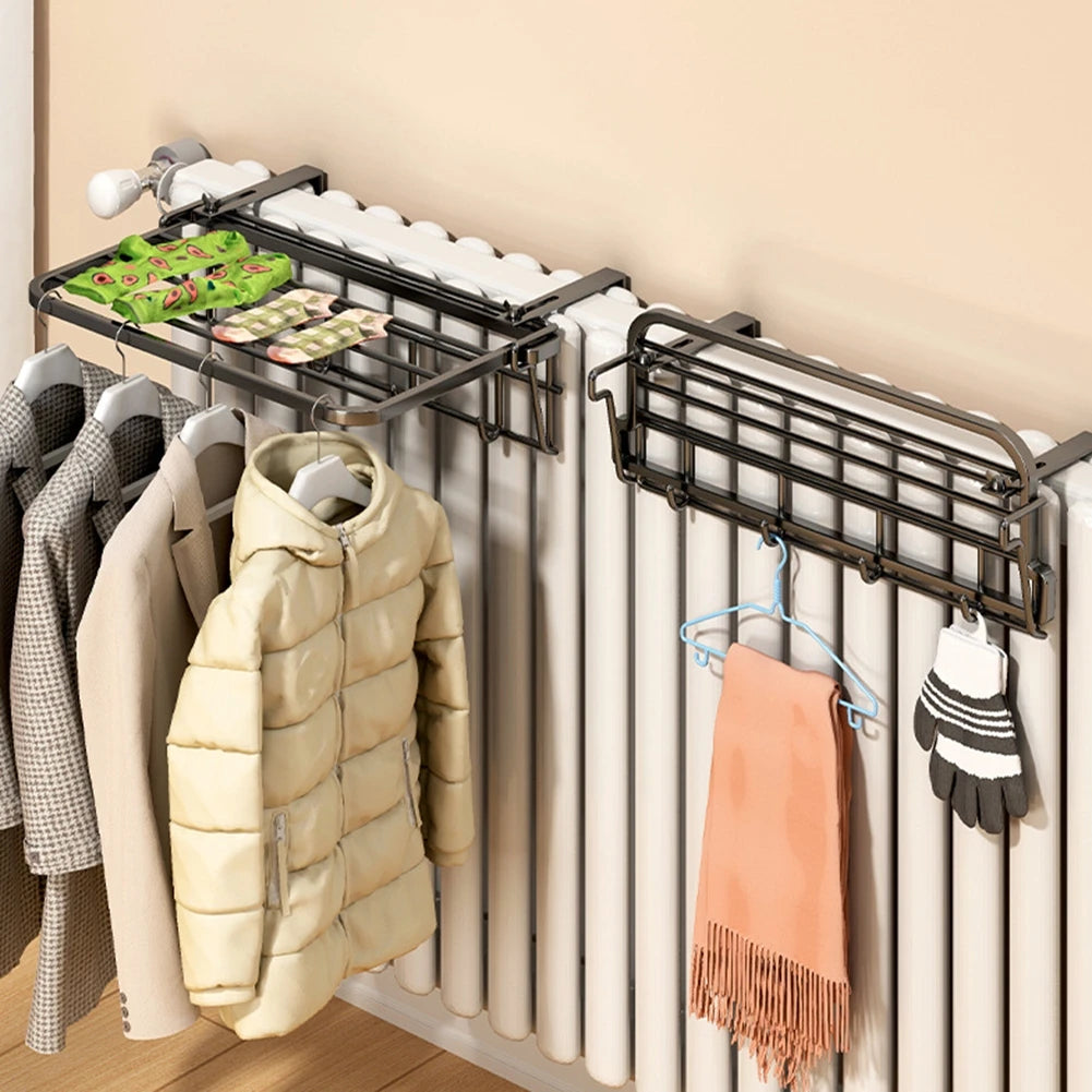 Étendoir radiateur porte-serviettes 35 cm – étagère et crochets
