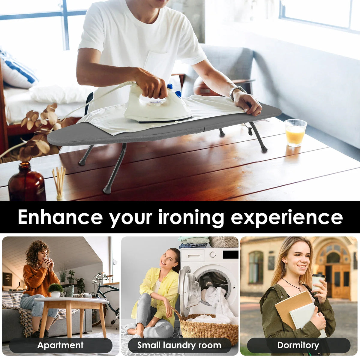 Tabletop Ironing Board Foldable Small Ironing Board Portable Ironing Pad with Heat Resistant Cover For Small Spaces Iron clothes
