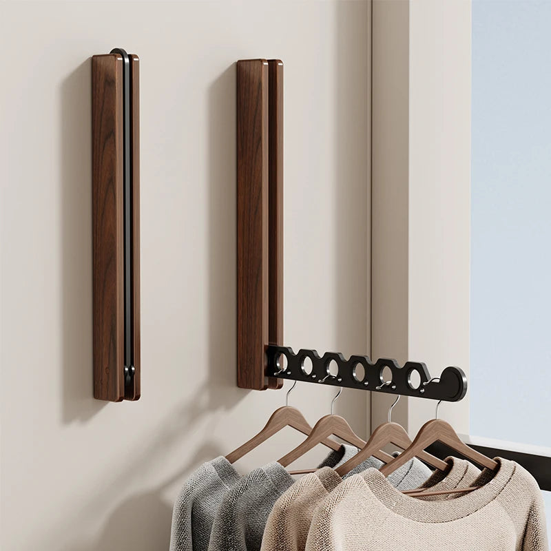 Étendoir mural en bois pliable – design rabattable invisible