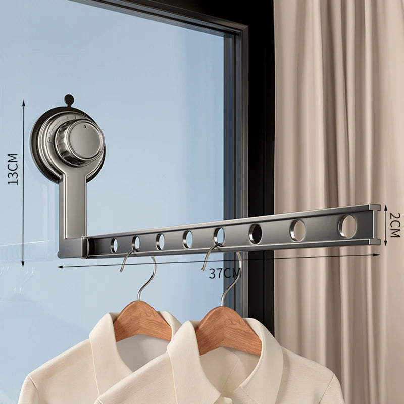 Étendoir mural à ventouse pliable – aluminium compact