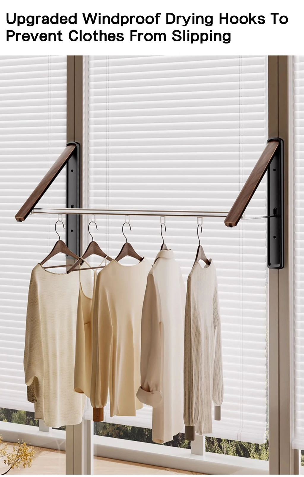 Étendoir mural pliable invisible – bois aluminium