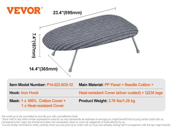 SucceBuy Full Size Ironing Boards 4/3 Layers Heat Resistant Height Adjustable Foldable Legs with Removable and Washable Cover