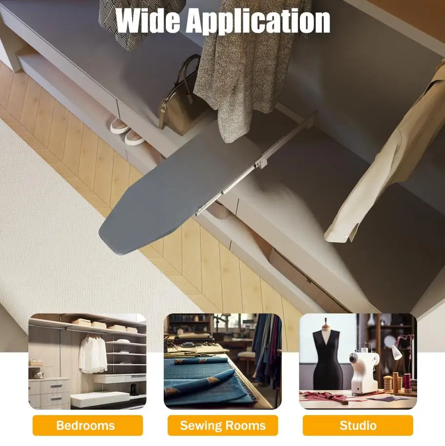 Foldable Ironing Board, Retractable Cabinet Mount, Push-Pull Sturdy Metal Frame  80x29.5cm / 31.5x11.6in (Gray)