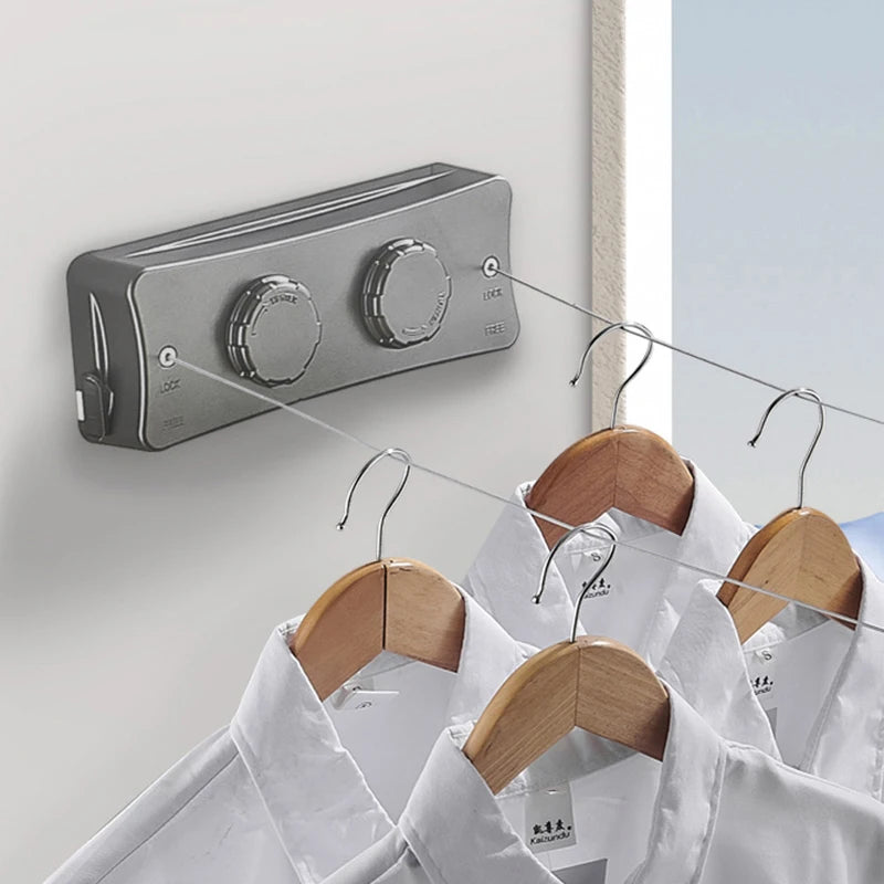 Corde à linge orientable murale – rétractable double fil