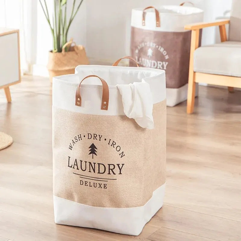 Panier à linge en coton naturel – pliable off-white style classique