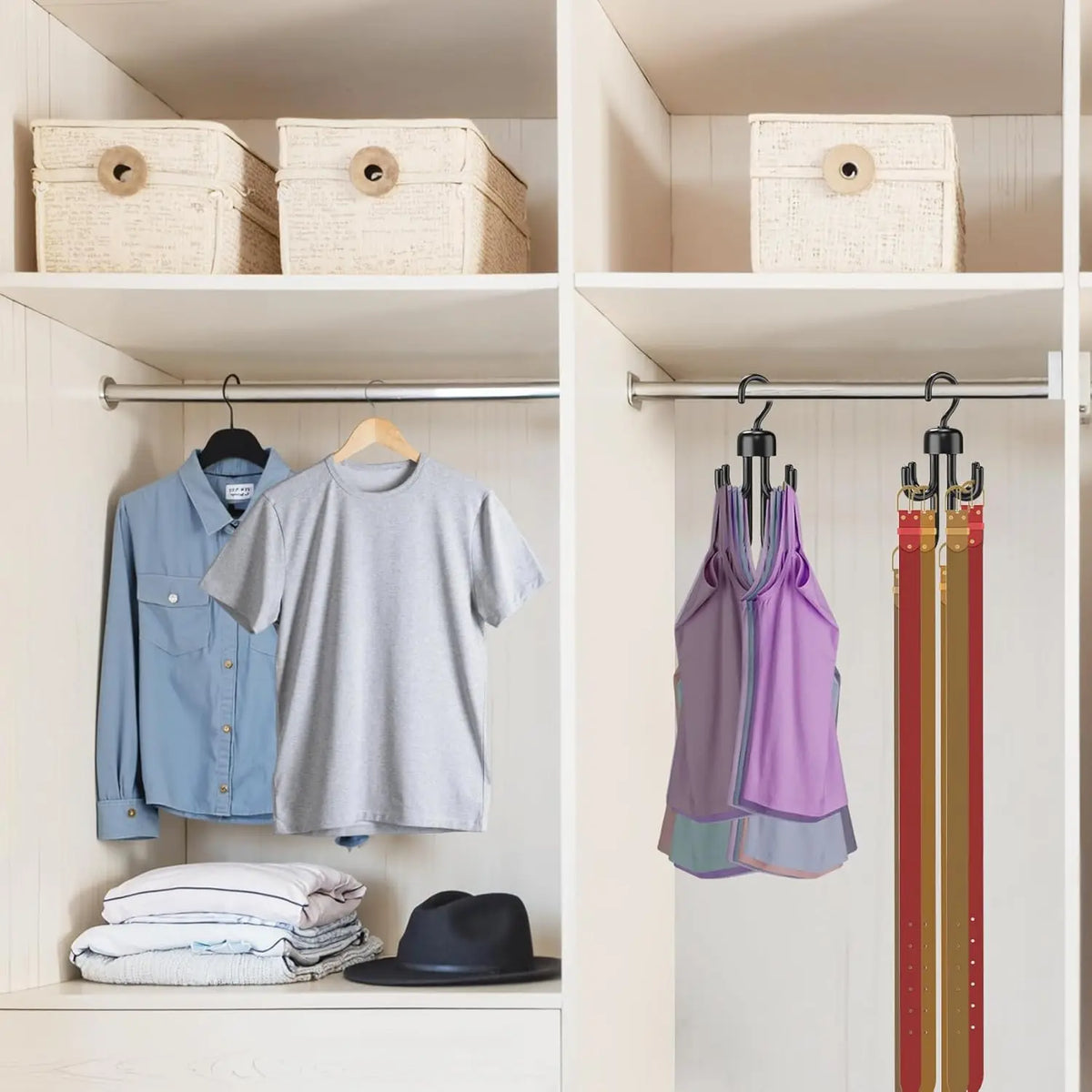 Cintres crochet rotatif multifonction – sacs et vêtements armoire