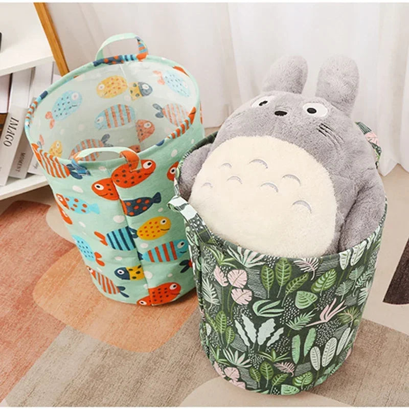 Panier à linge coton et lin – motifs enfants et déco 5 designs 35x45cm
