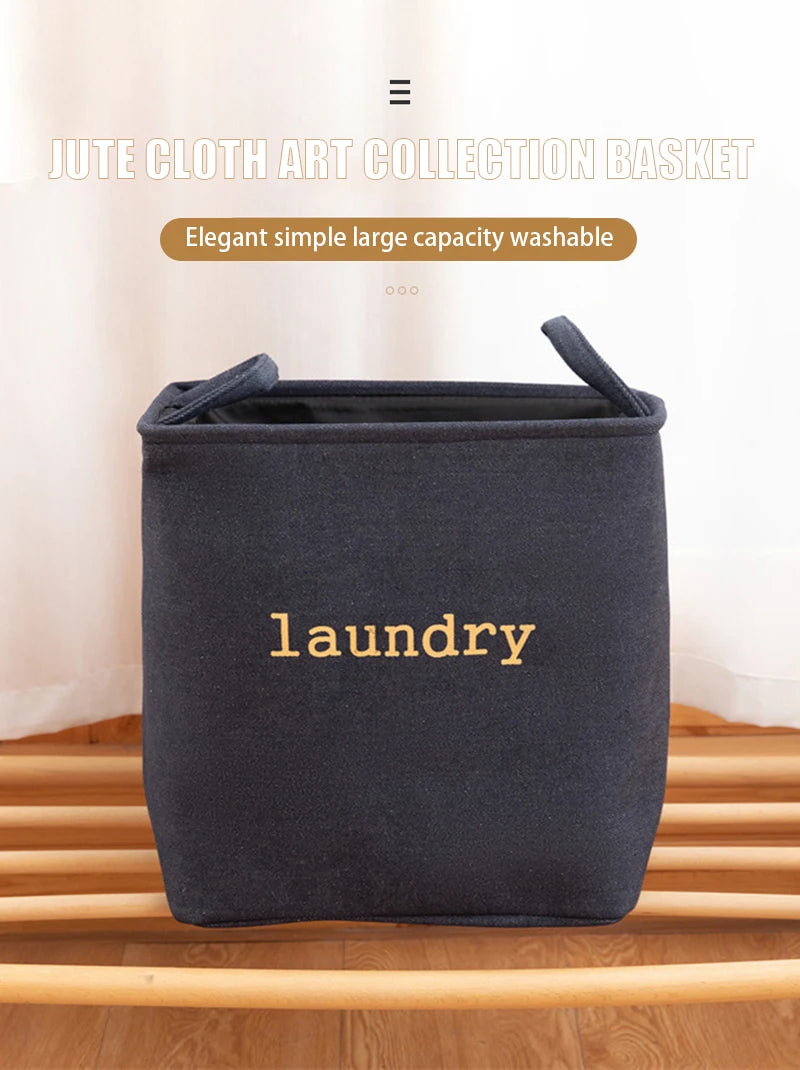 Panier à linge en jute naturel – pliable 4 coloris 38x35x25cm