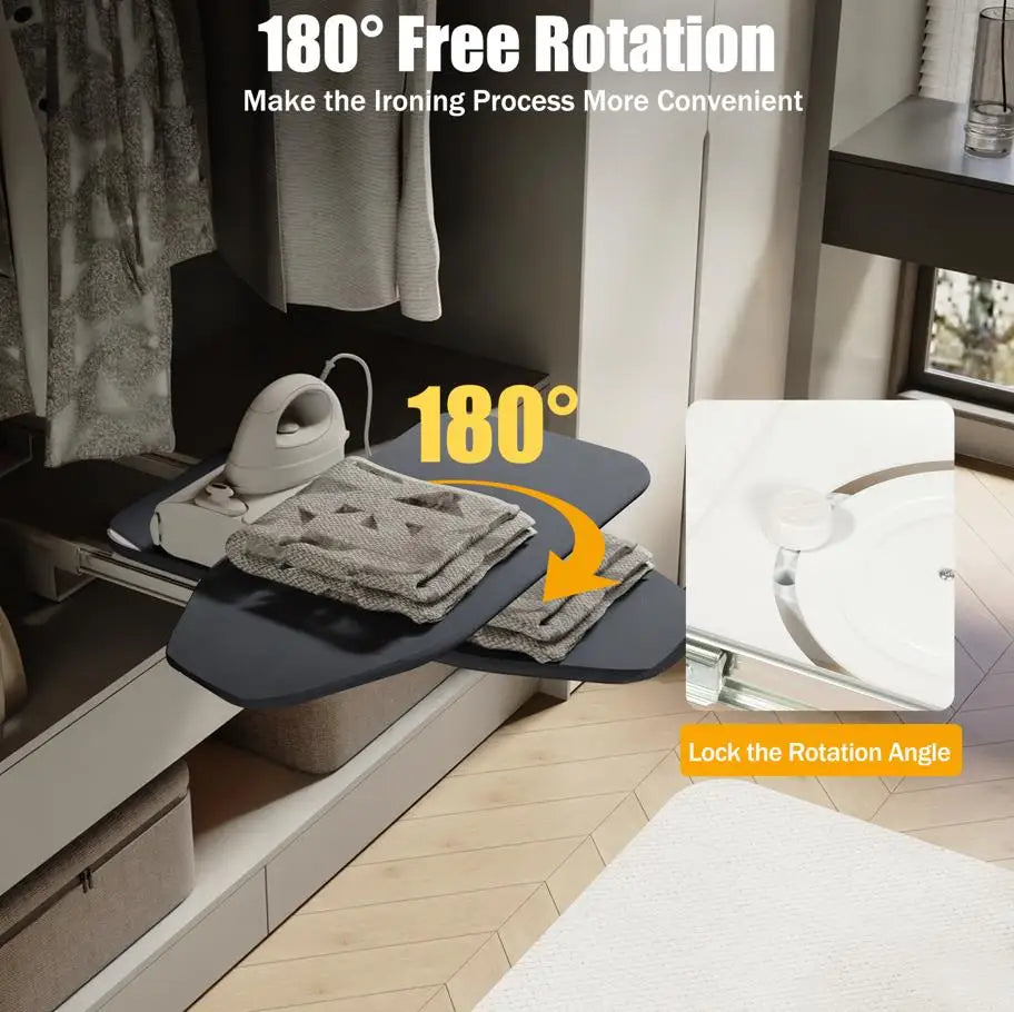 Foldable Ironing Board, Retractable Cabinet Mount, Push-Pull Sturdy Metal Frame  80x29.5cm / 31.5x11.6in (Gray)