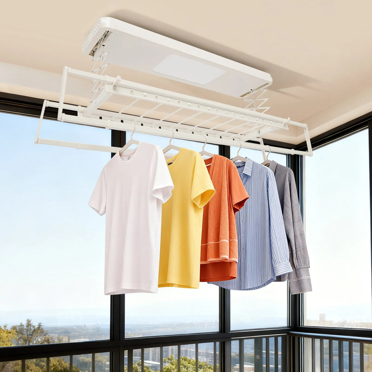 Étendoir plafond motorisé LED – descente télécommandé