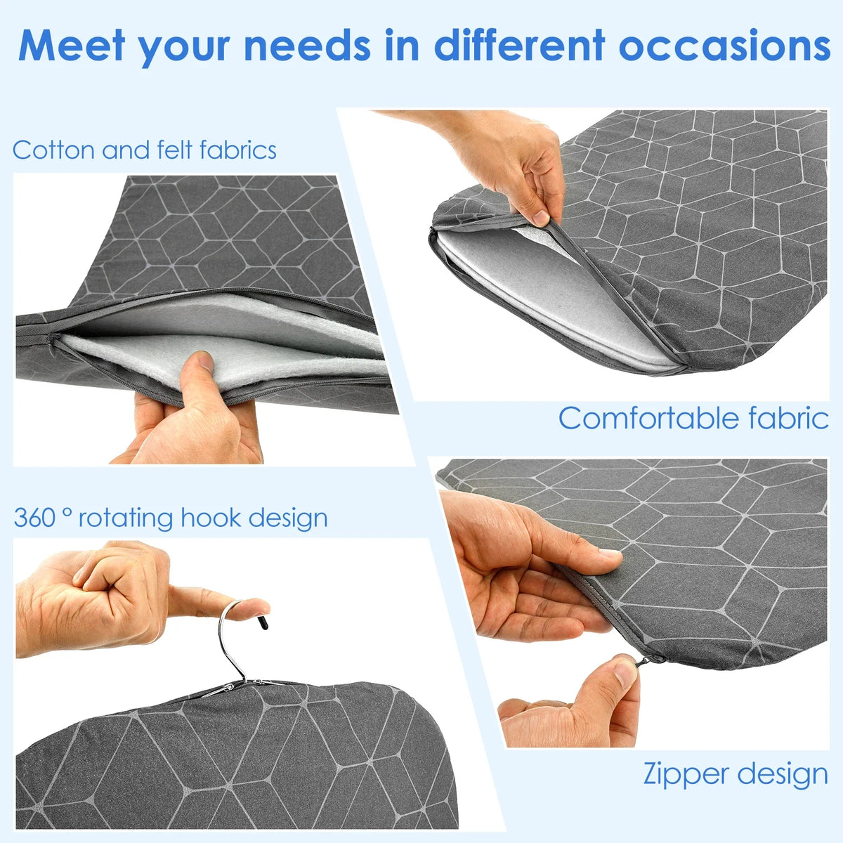 Hanging Ironing Board Portable Foldable Travel Clothes Steamer Board with Ironing Glove Hanging Steamer Pad for Travel and Home