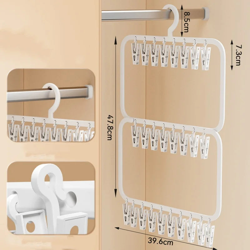 Petit étendoir à linge multi-pinces sous-vêtements suspendu
