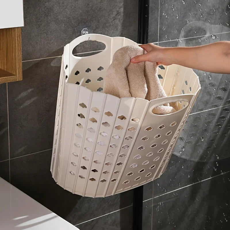 Panier à linge plastique portable pliable – avec poignée