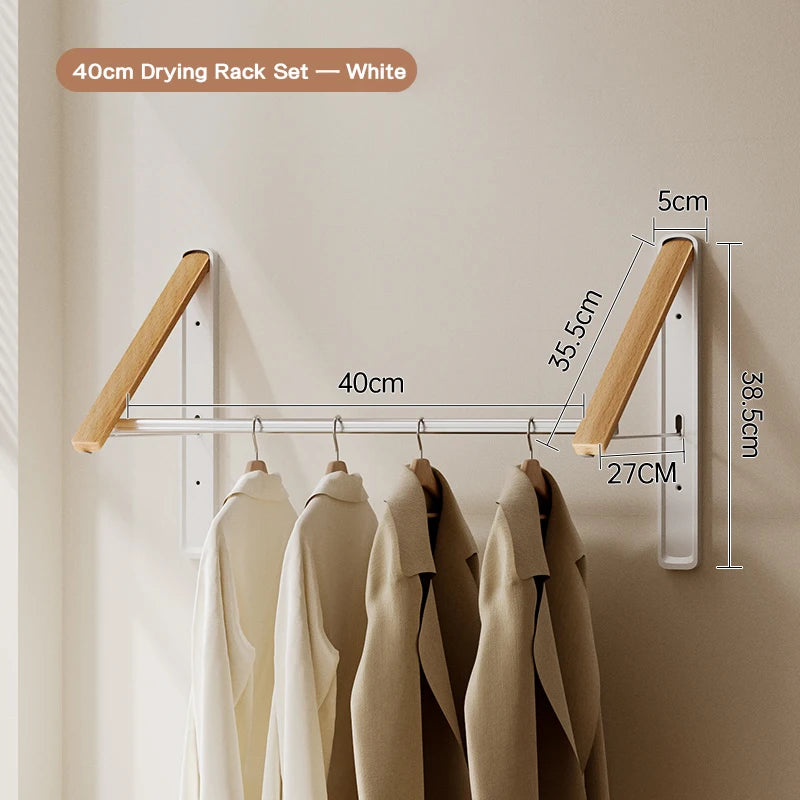 Étendoir mural pliable invisible – bois aluminium