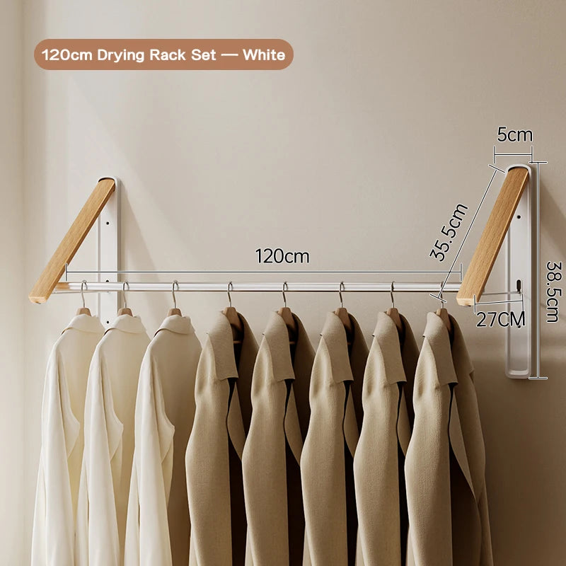 Étendoir mural pliable invisible – bois aluminium