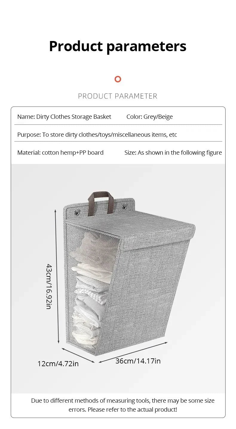 Panier à linge mural adhésif sans perçage – filet pliable