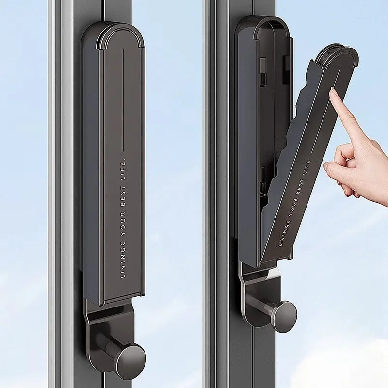 Étendoir mural pliable noir – aluminium minimaliste