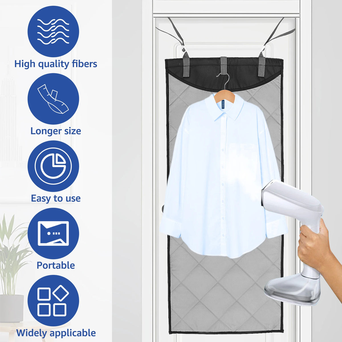 Over The Door Ironing Board Vertical Clothes Steamer Pad  Heat Resistant Clothing Care Pad for Handheld Steamer 45.27×18.89 inch