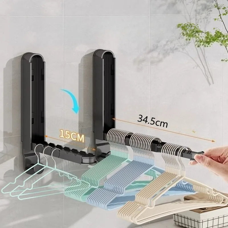 Étendoir mural pliable noir – aluminium minimaliste