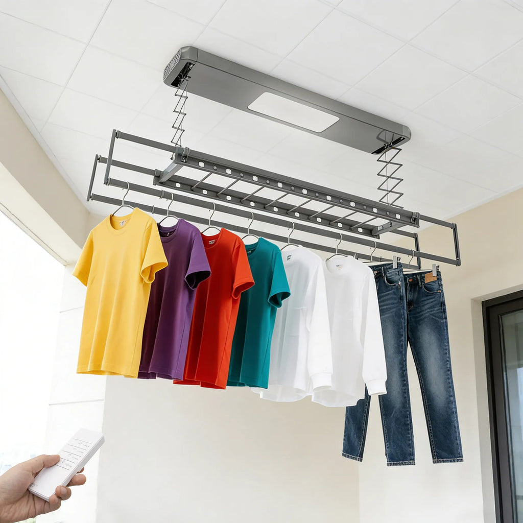 Étendoir plafond motorisé LED – descente télécommandé