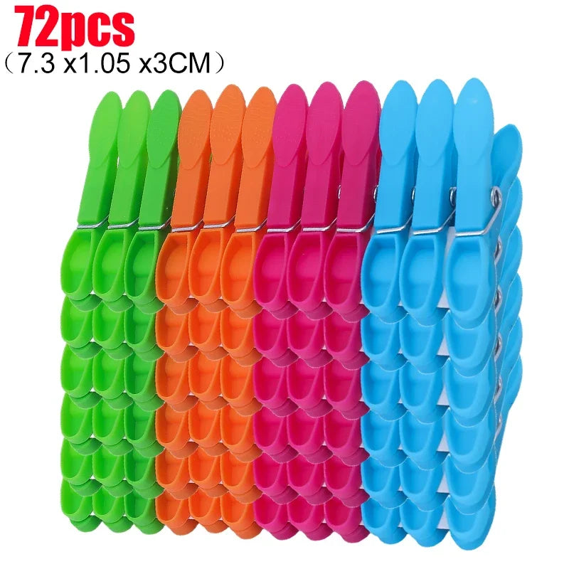 Pinces à linge plastique colorées — lot de 24, 48 ou 72