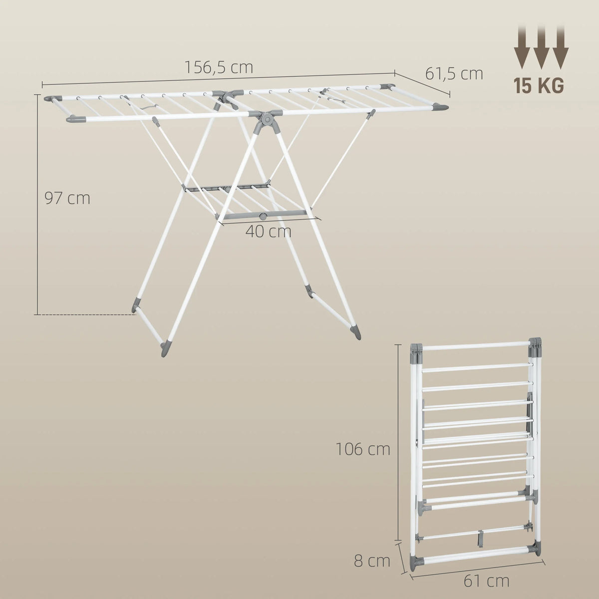 Étendoir à linge pliable – ailes réglables 4 positions