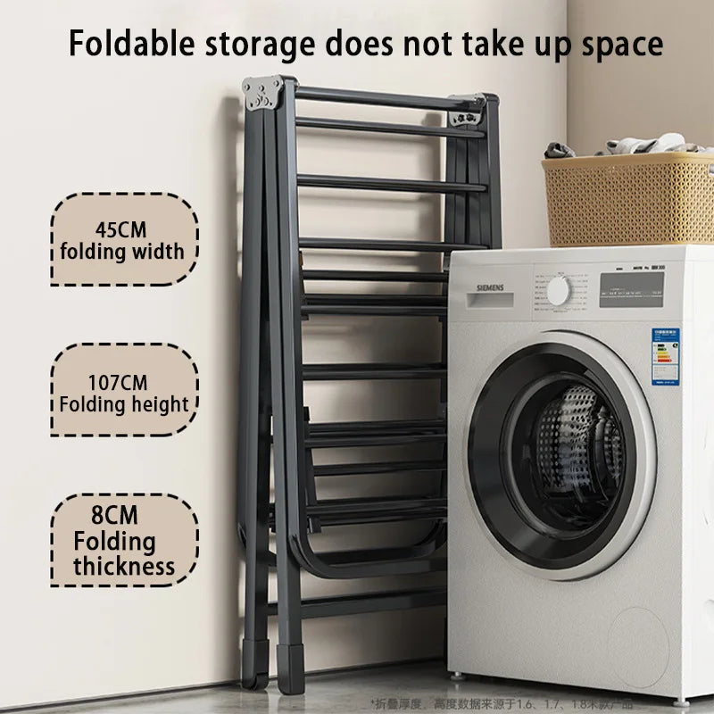 Étendoir à linge pliable vertical – 2 niveaux roulettes