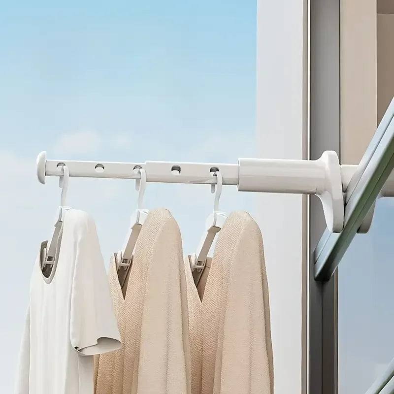 Étendoir balcon barre télescopique clipse ajustable 7 zones