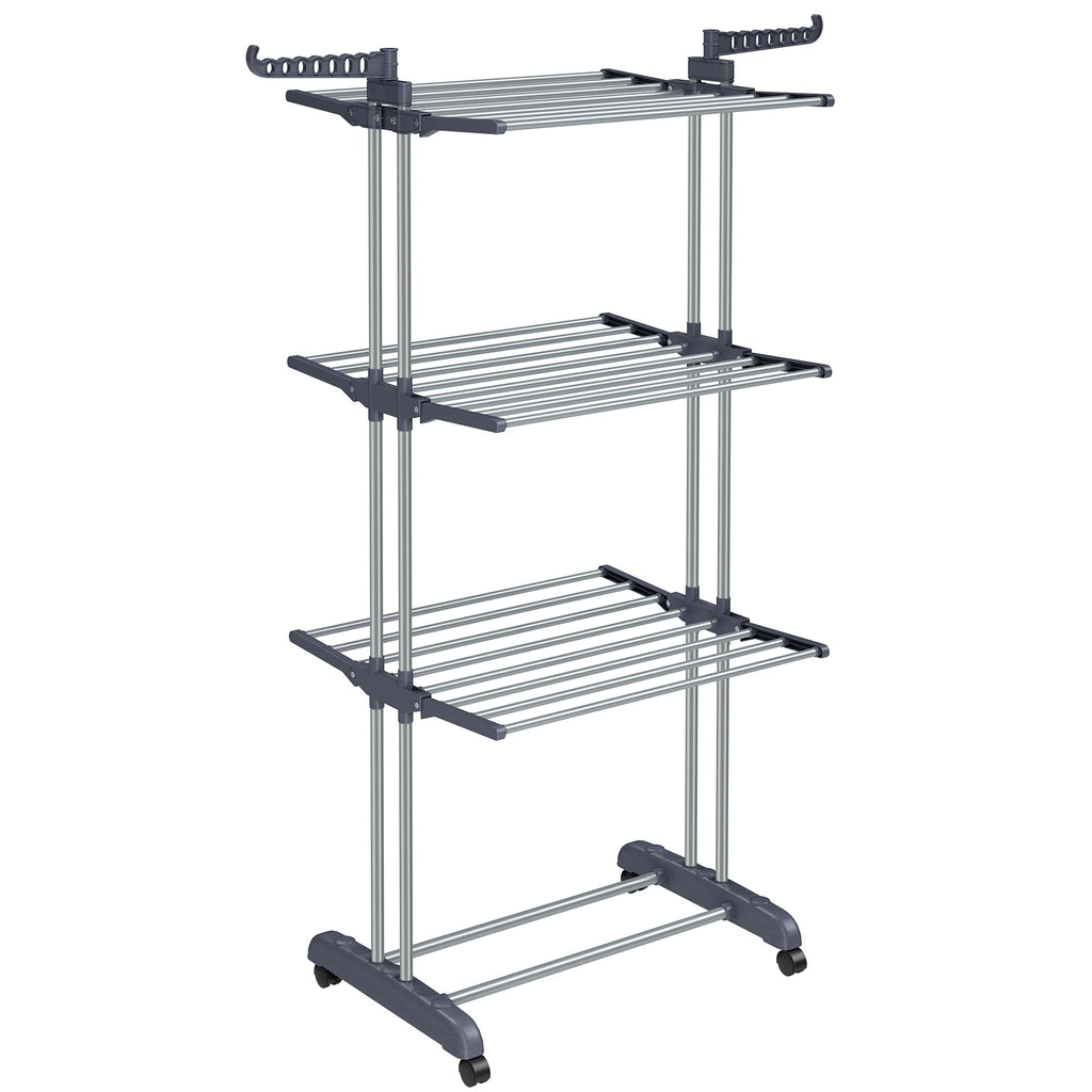 Étendoir tour pliable 4 niveaux à roulettes