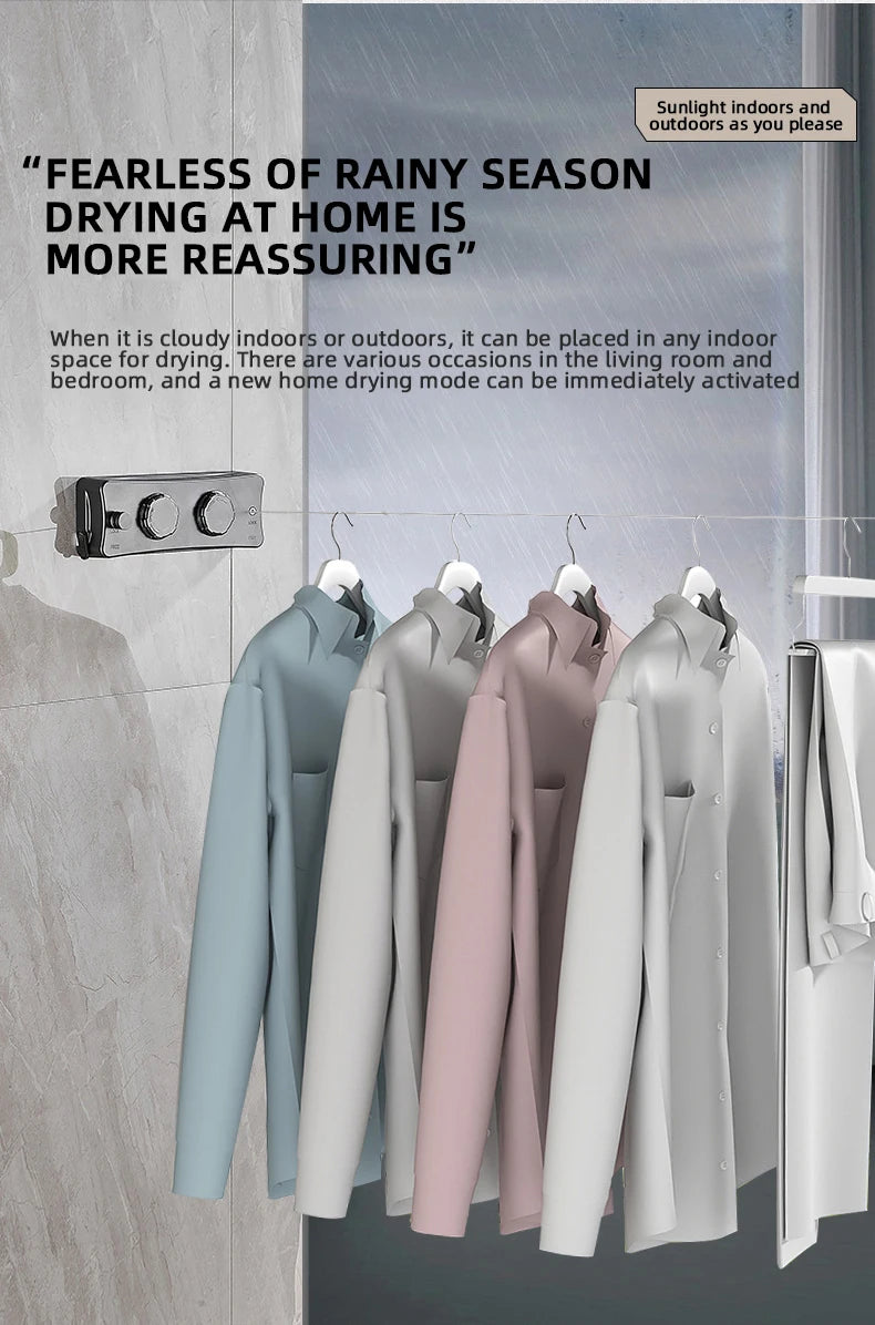Corde à linge orientable murale – rétractable double fil
