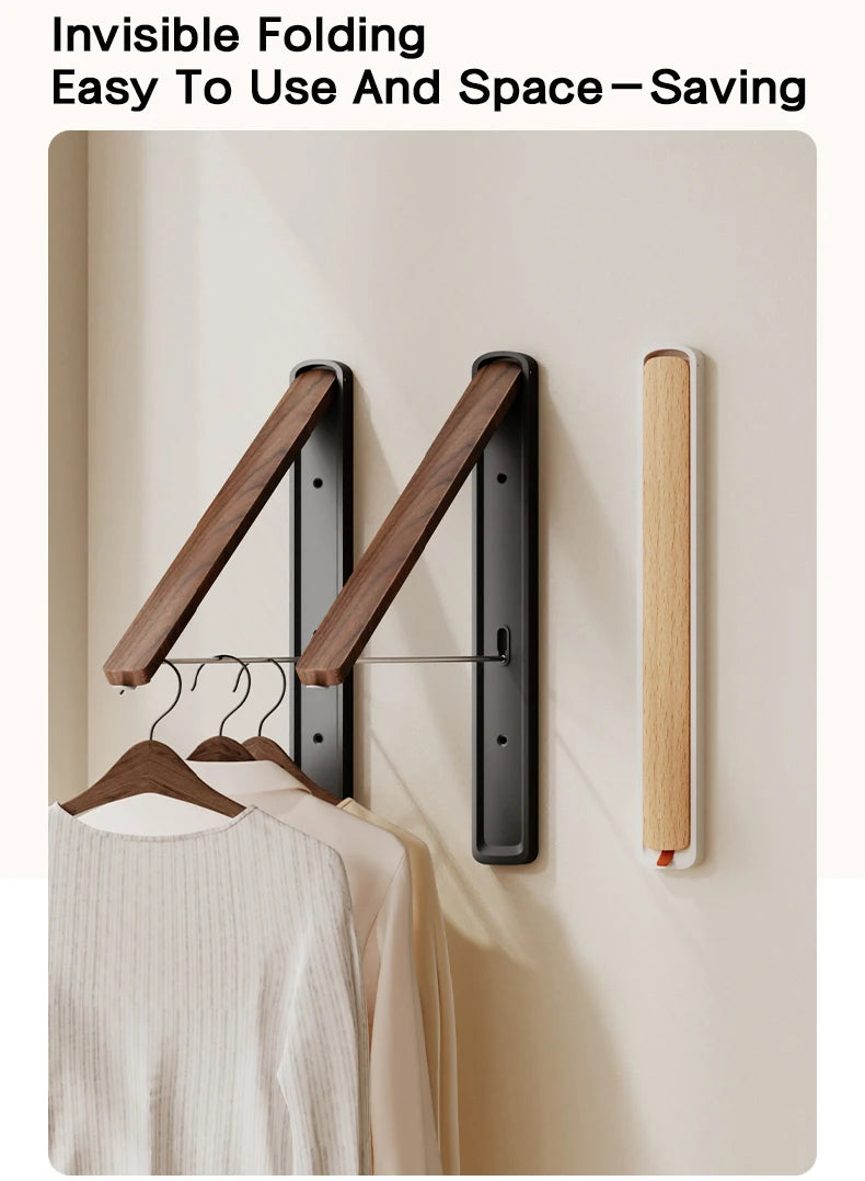 Étendoir mural pliable invisible – bois aluminium