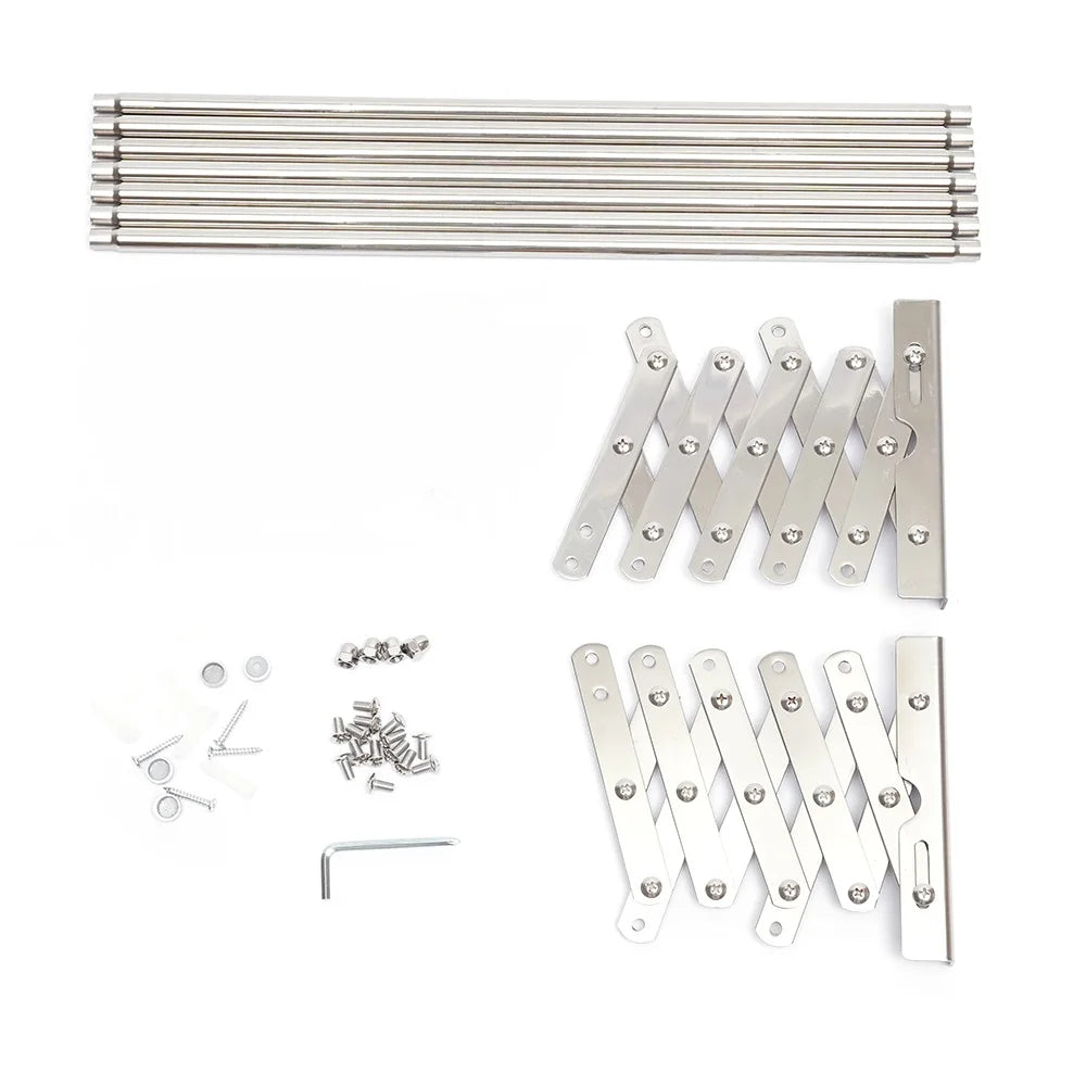 Étendoir mural extensible 7 rails – acier inoxydable 42-80 cm