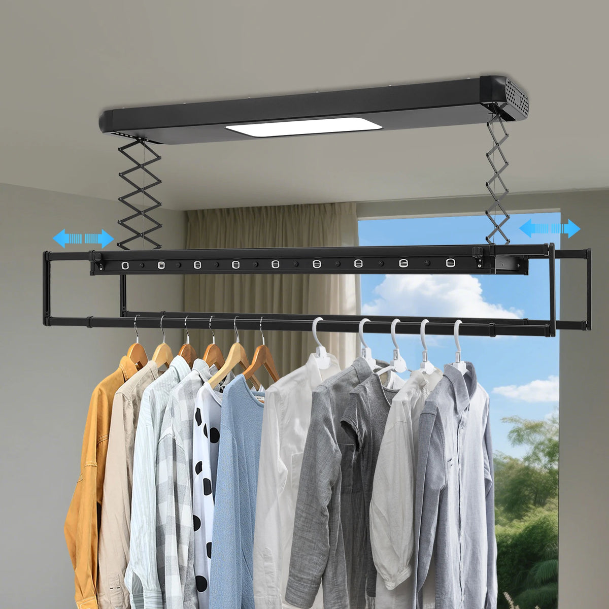 Étendoir plafond motorisé LED – descente télécommandé