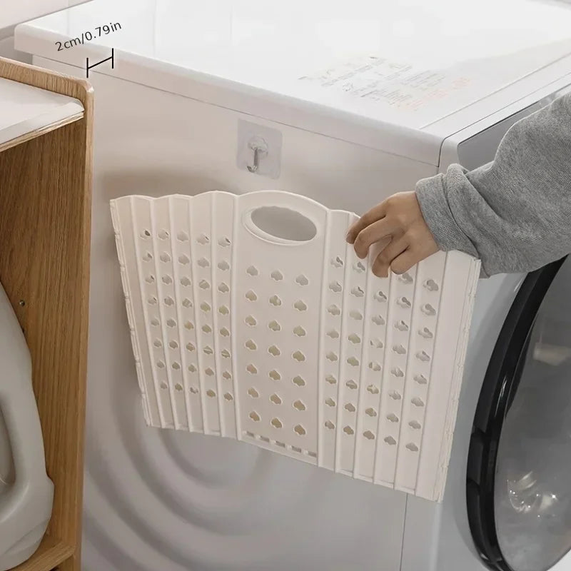 Panier à linge plastique portable pliable – avec poignée