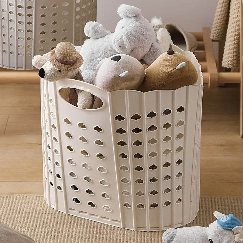 Panier à linge plastique portable pliable – avec poignée