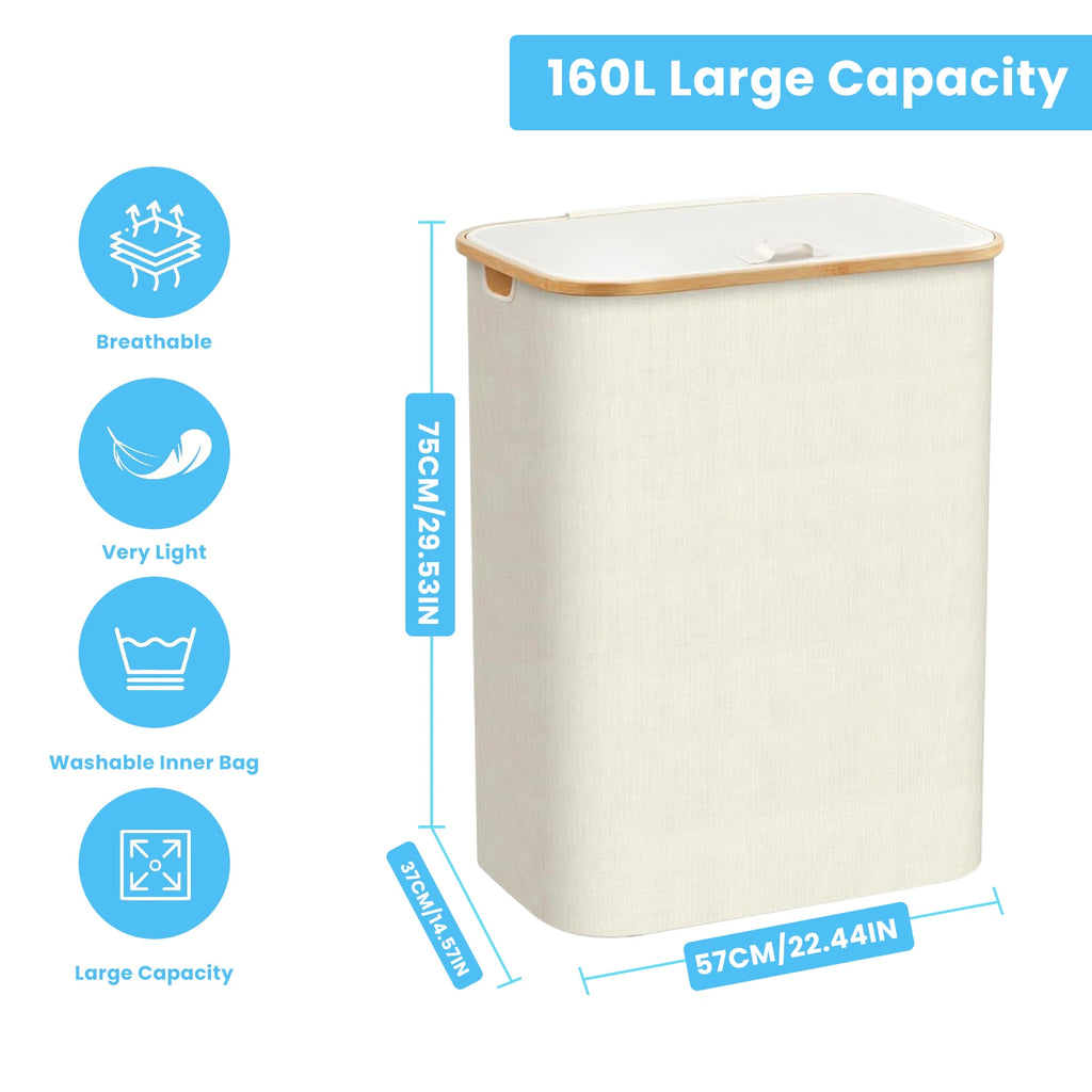 Panier à linge slim sac amovible lavable – 100L