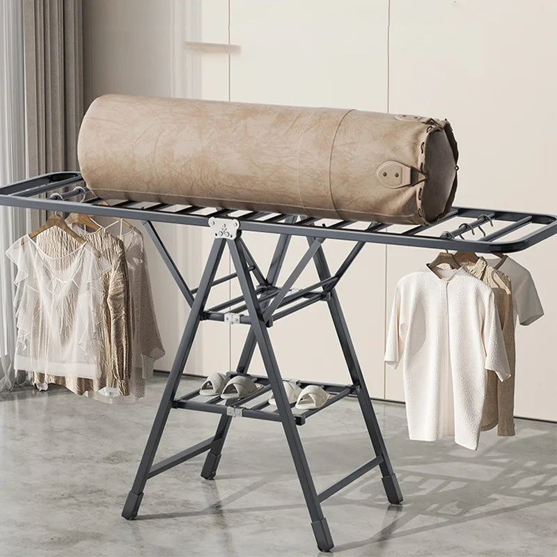 Étendoir à linge pliable vertical – 2 niveaux roulettes