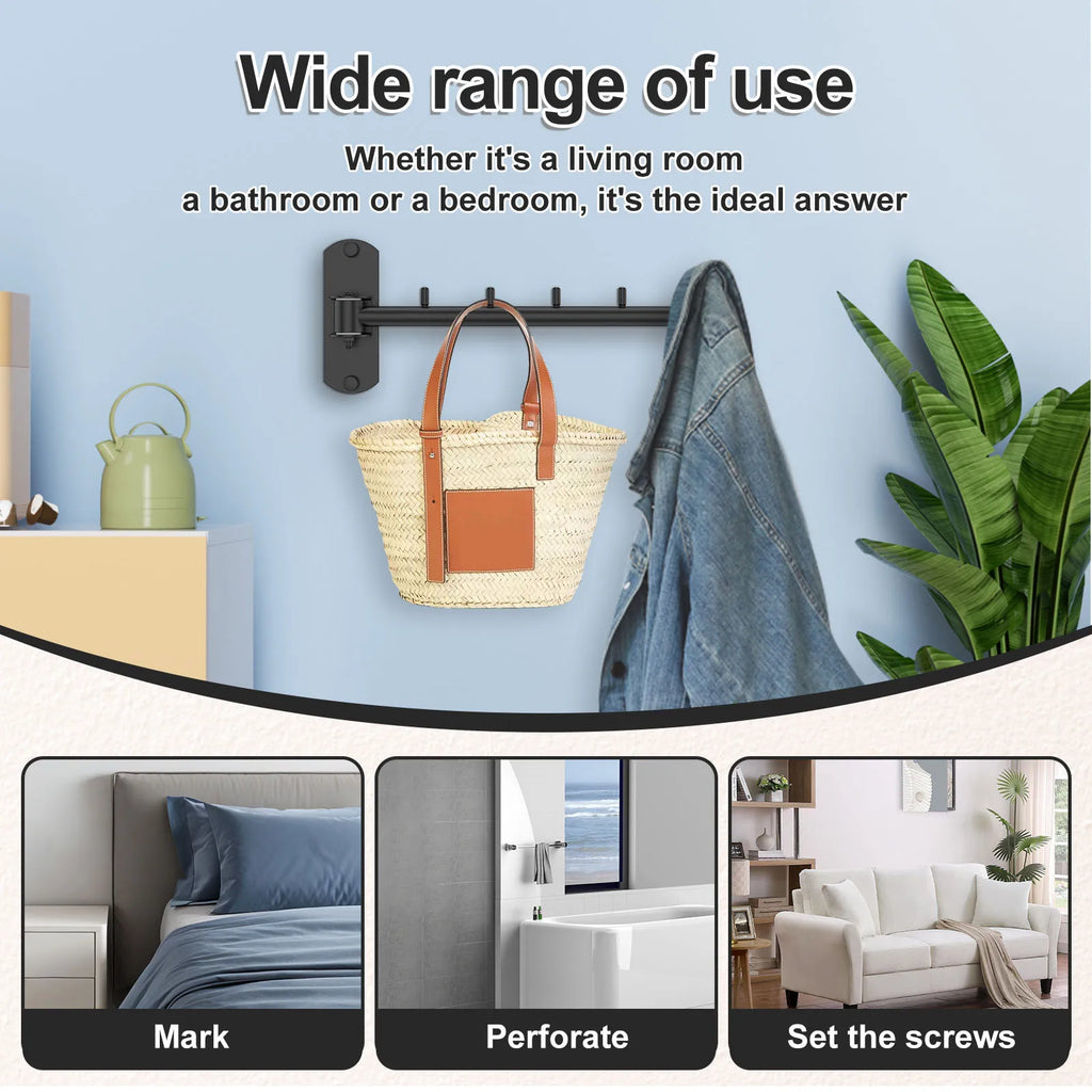 Étendoir mural rotatif pliable – acier inoxydable gain de place