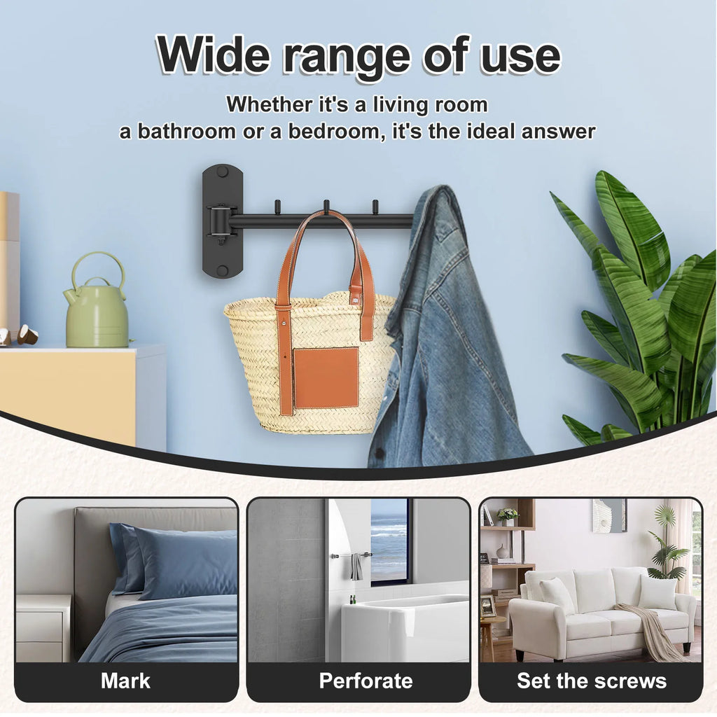 Étendoir mural rotatif pliable – acier inoxydable gain de place