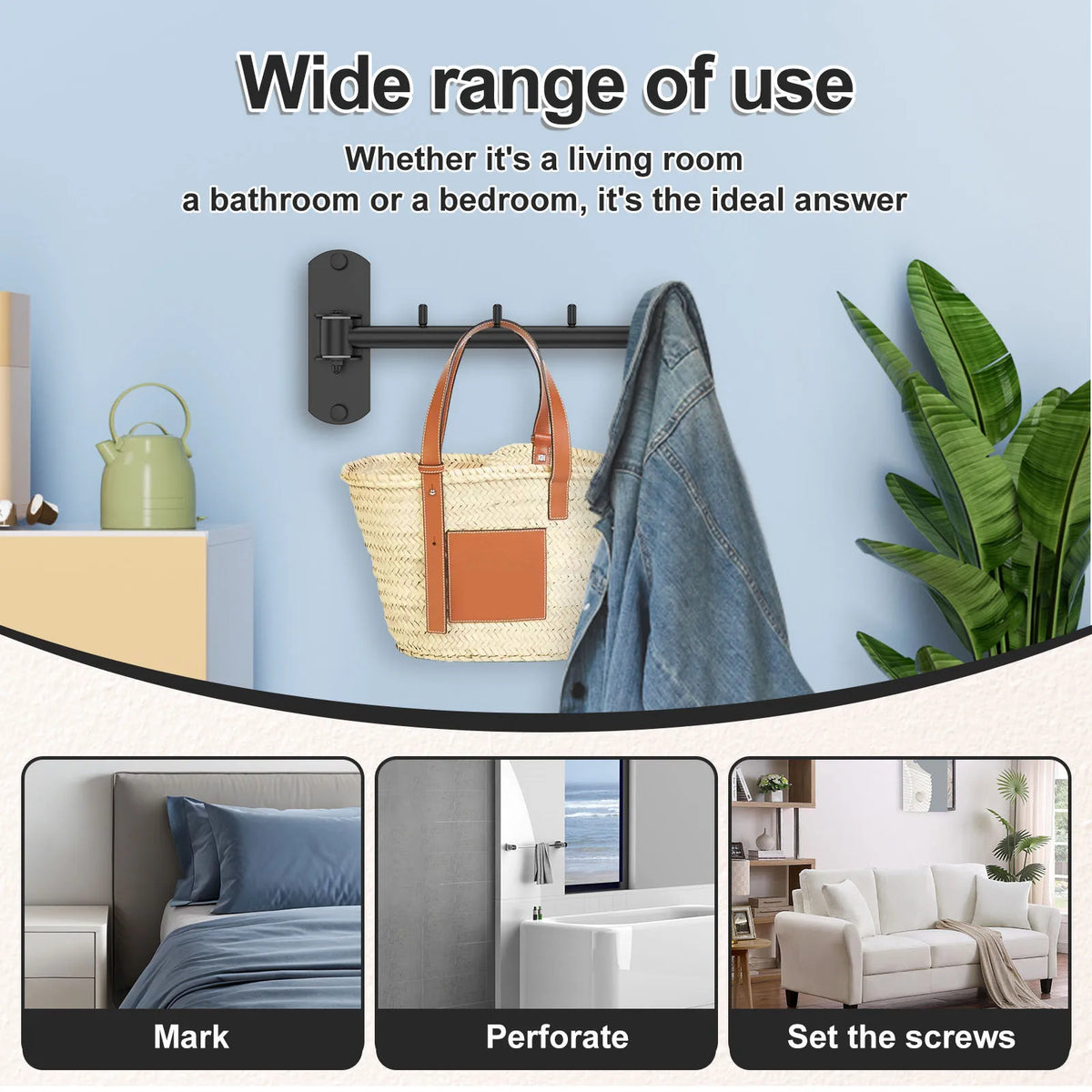 Étendoir mural rotatif pliable – acier inoxydable gain de place