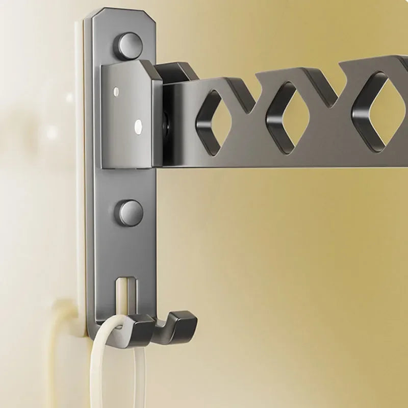 Étendoir à linge mural porte-cintres pliable 180° – aluminium
