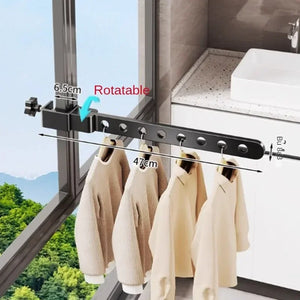 Étendoir balcon barre pliable 90° acier 8 trous cadre fenêtre