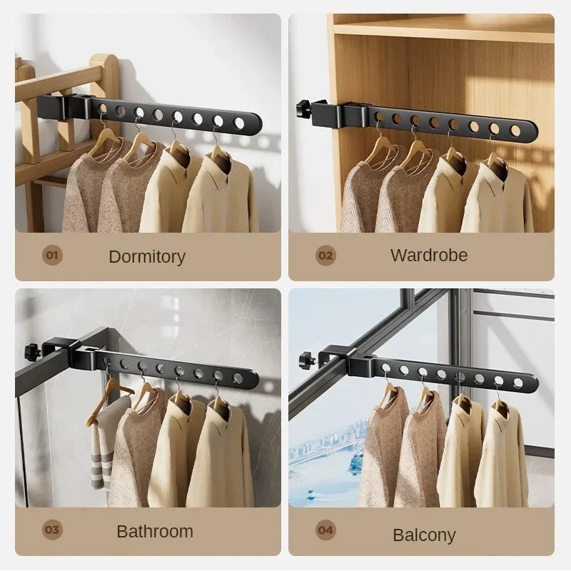 Étendoir balcon barre pliable 90° acier 8 trous cadre fenêtre