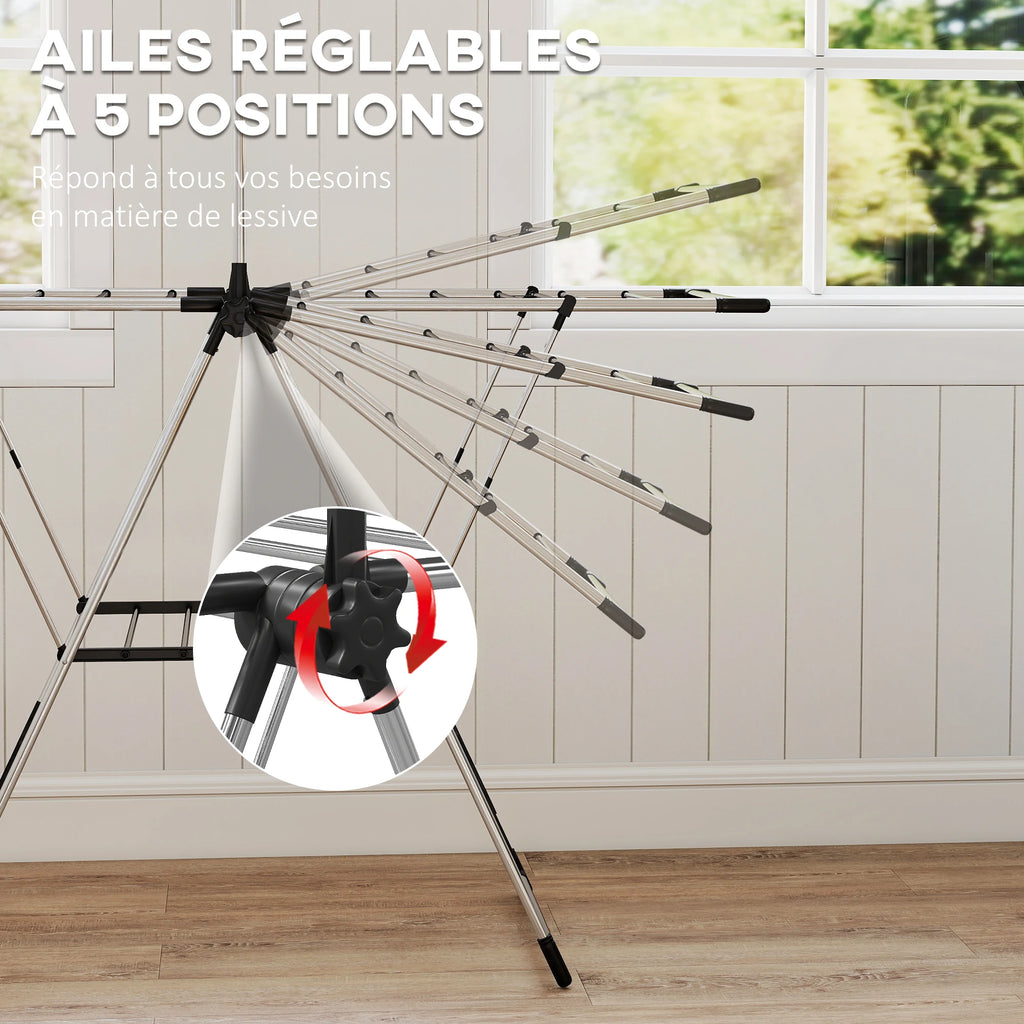 Étendoir à linge pliable 2 niveaux – barre suspension haute