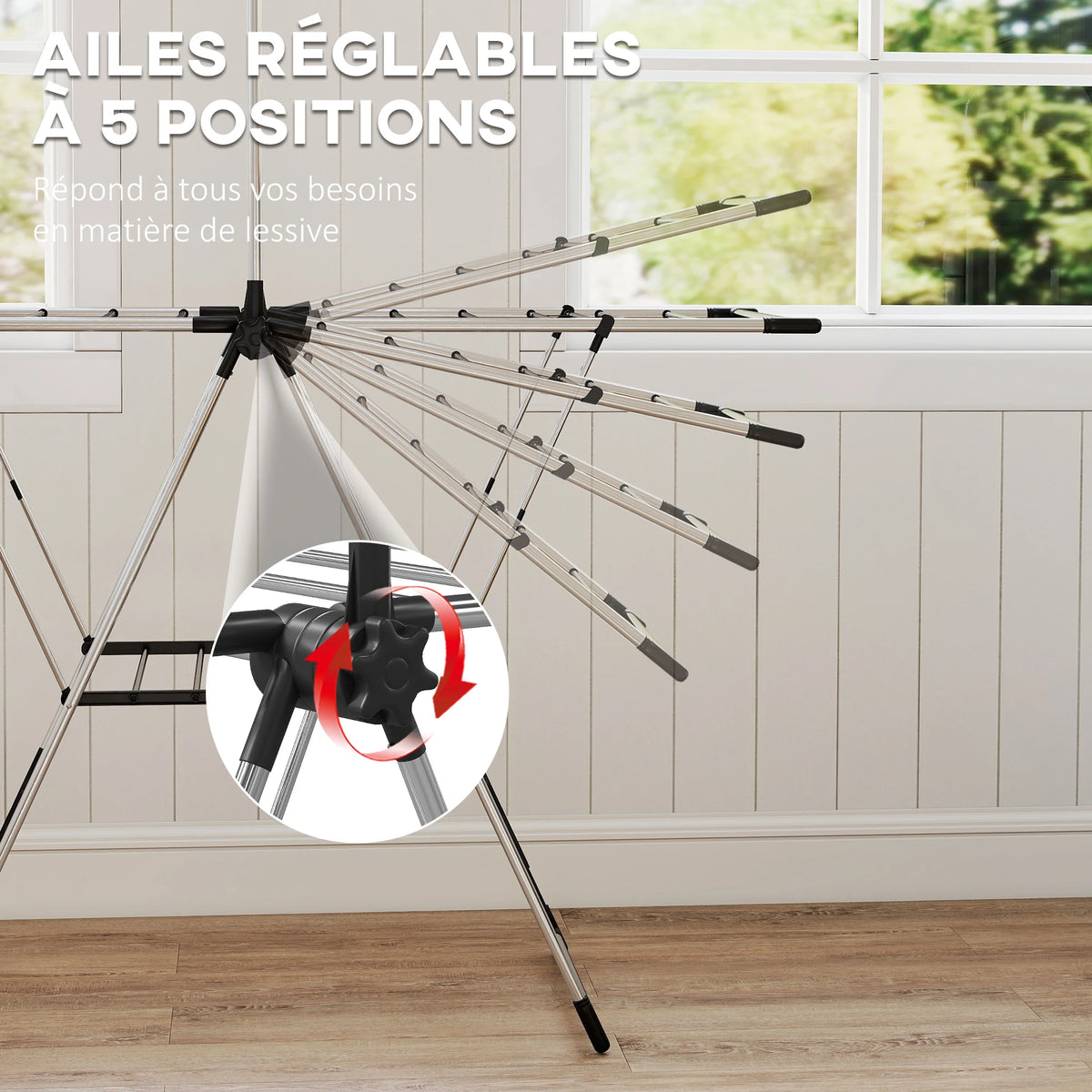 Étendoir à linge pliable 2 niveaux – barre suspension haute