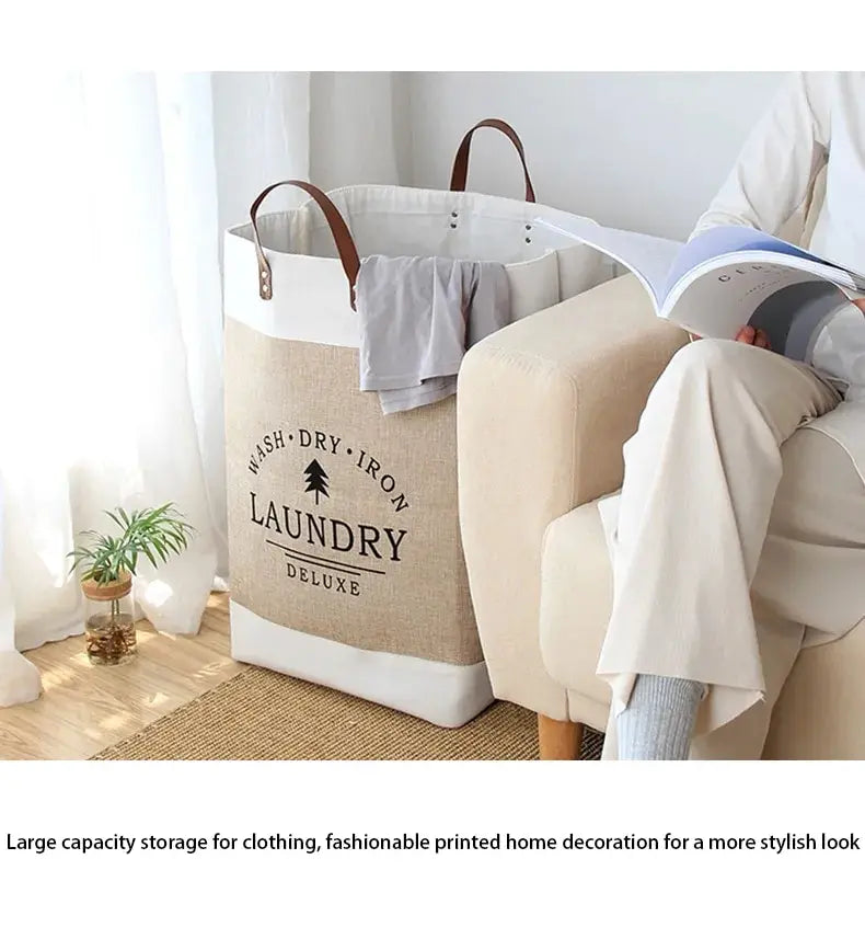 Panier à linge en coton naturel – pliable off-white style classique