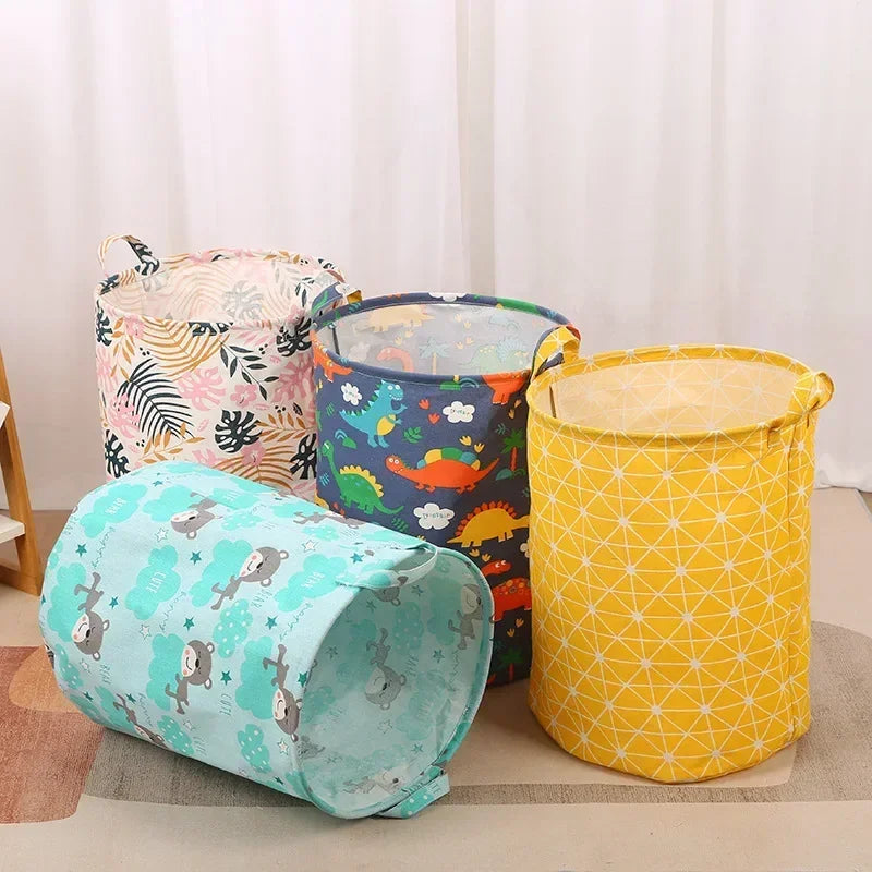 Panier à linge coton et lin – motifs enfants et déco 5 designs 35x45cm
