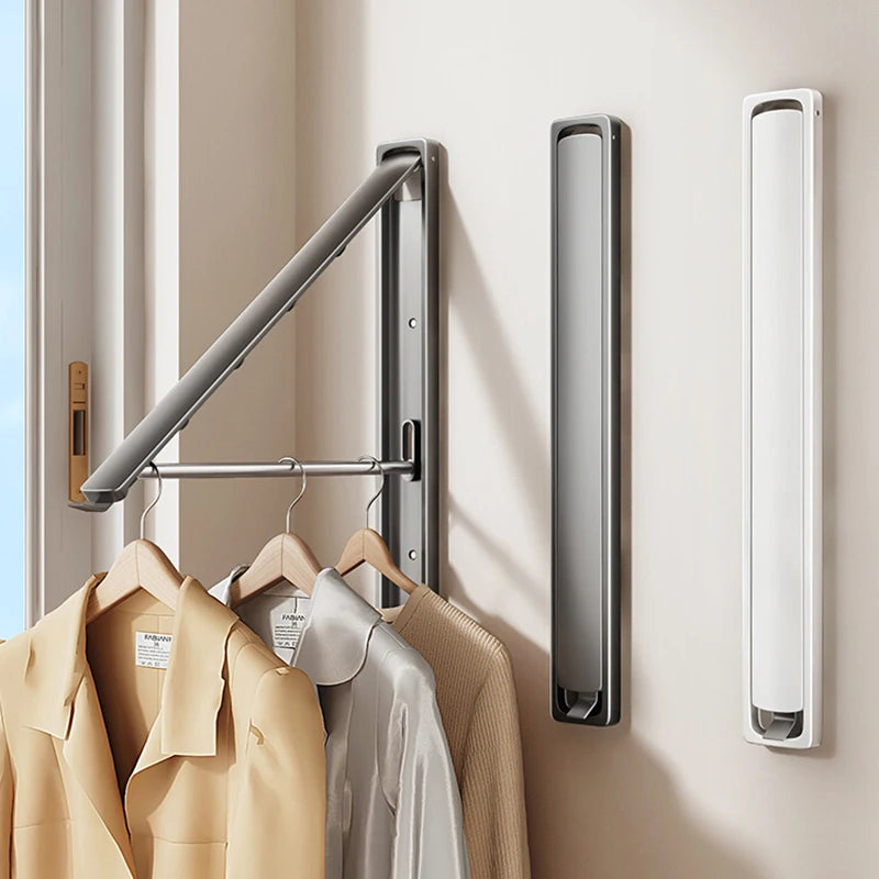 Étendoir mural pliable invisible – bois aluminium